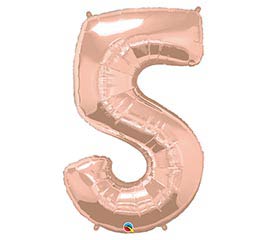 34" Rose Gold Number Five Balloon