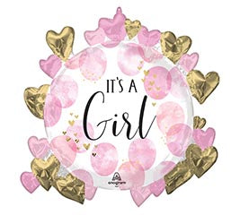 26" It's a Girl Hearts Balloon