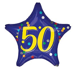 19" Fifty Blue Star Balloon