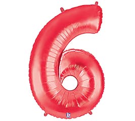 34" Red Number Six Balloon