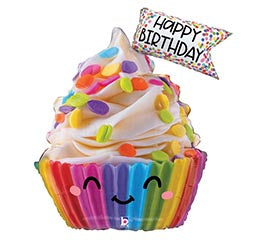 31" HBD Colorful Cupcake Balloon