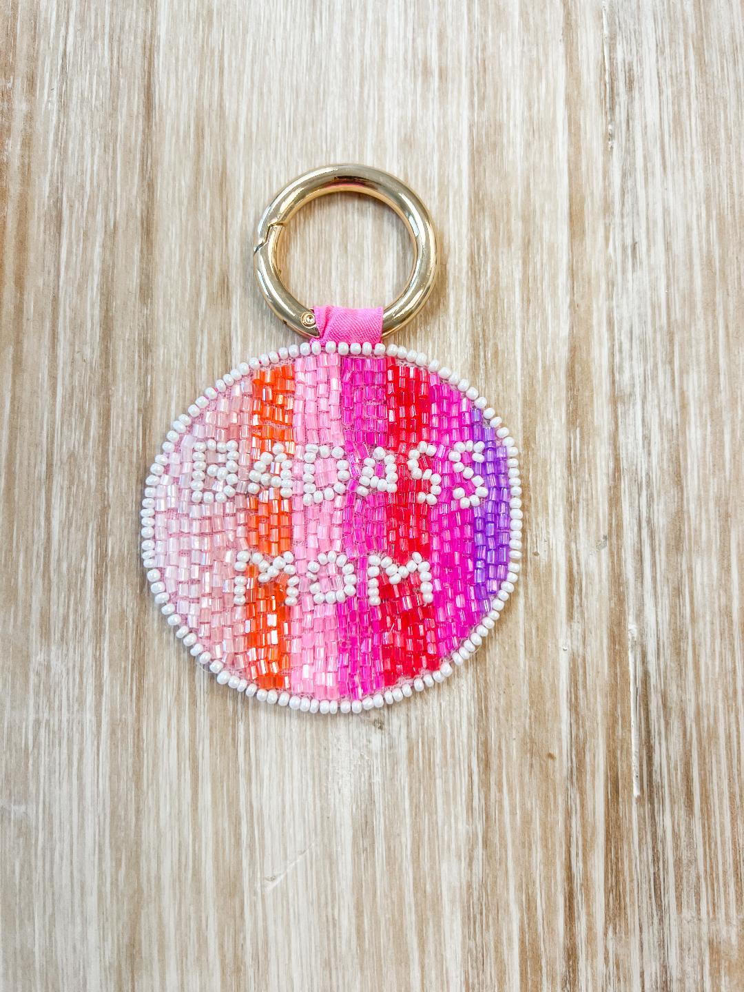 Beaded 'Badass Mom' Keychain