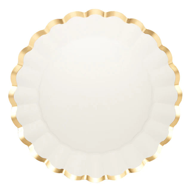 White & Gold Paper Charger Plate