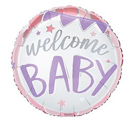 17" Welcome Baby Pink Stripes and Stars