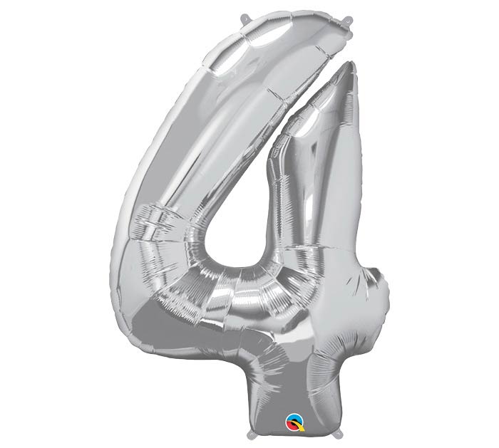 34'' Number Four Silver Balloon