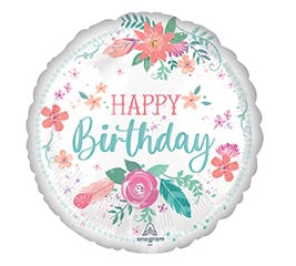 17" Happy Birthday Floral Balloon
