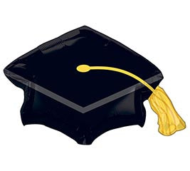 31" Black Graduation Cap Balloon