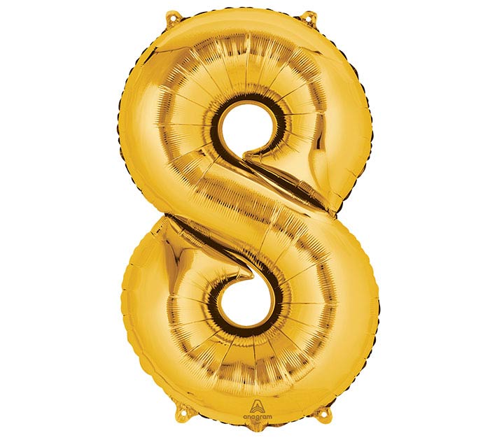 34'' Number Eight Gold Balloon