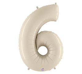 34'' Number Six White Sand Balloon