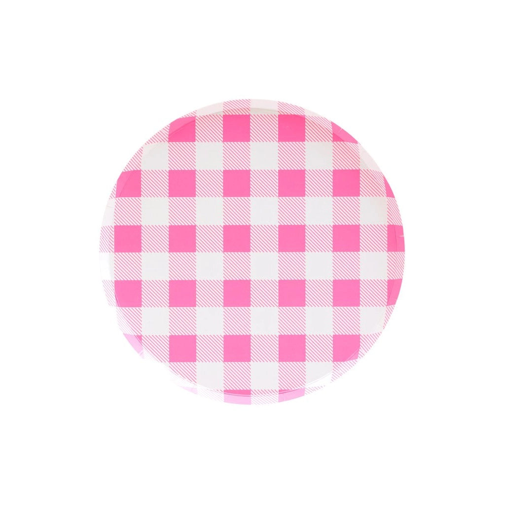 Neon Rose Gingham Large Plates