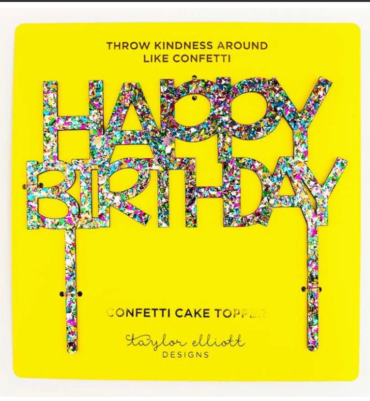 Confetti 'Happy Birthday' Topper