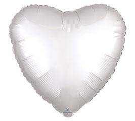 17" White Satin Heart Balloon