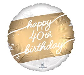 18" Golden Happy Forty Balloon