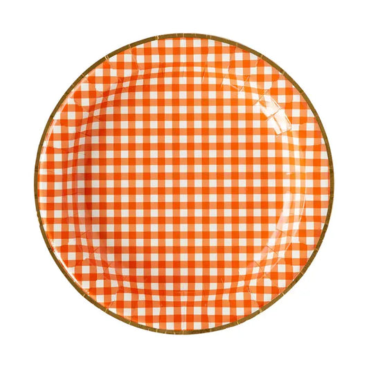 Harvest Orange Gingham Plate