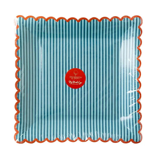 Red with Blue Stripe Plate