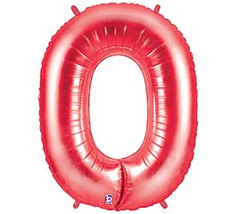 34" Number Zero Red Balloon