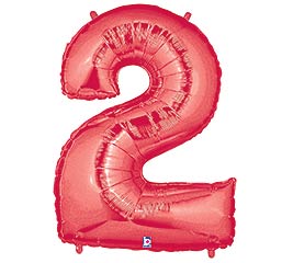 34" Red Number Two Balloon