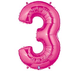 40" Pink Number Three Balloon