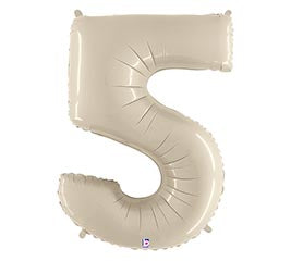 34" White Sand Number Five Balloon