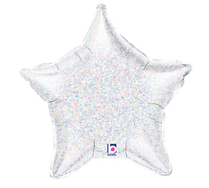 21" Silver Holographic Star Balloon