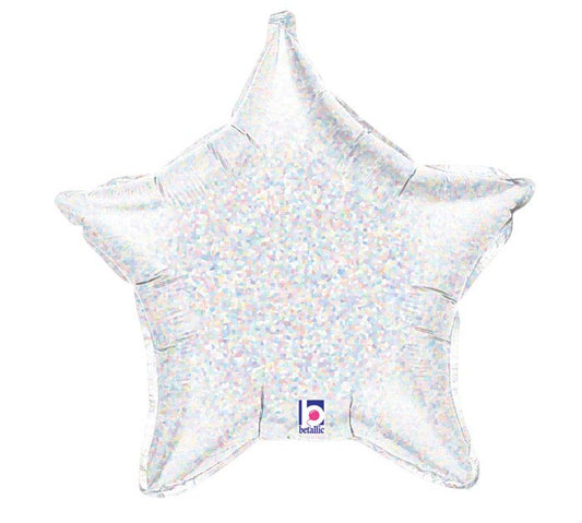 21" Silver Holographic Star Balloon