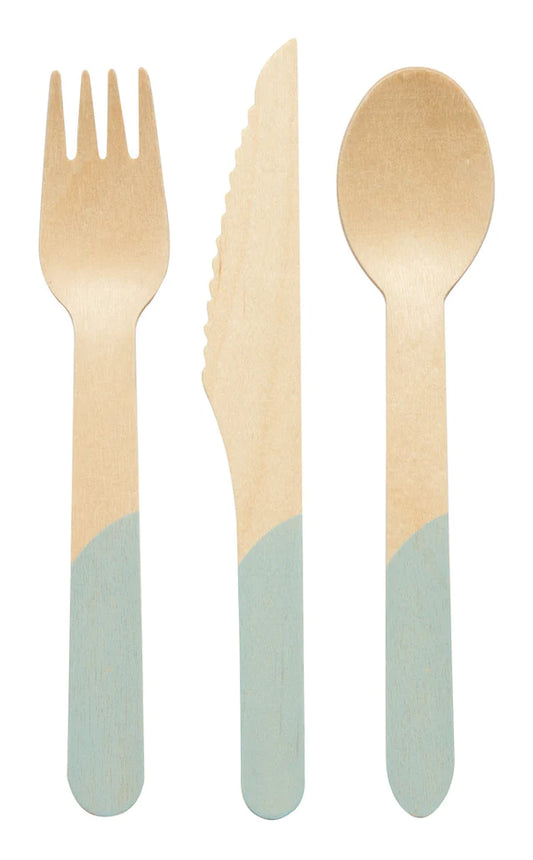 Wood Cutlery Sky Blue