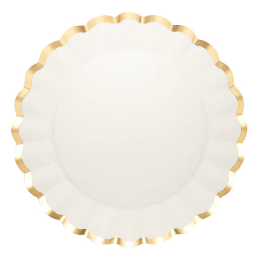 White & Gold Paper Charger Plate