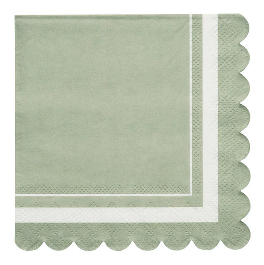 Scalloped Edge Sage Cocktail Napkin