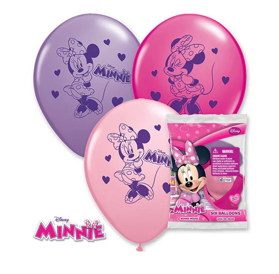 Minnie Mouse Latex Balloons - 6pk.