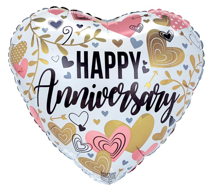 17" 'Happy Anniversary' Heart Shaped Balloon
