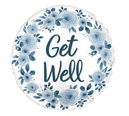 18"Blue Floral Get Well Balloon
