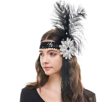 Flapper Black Sequin Headband