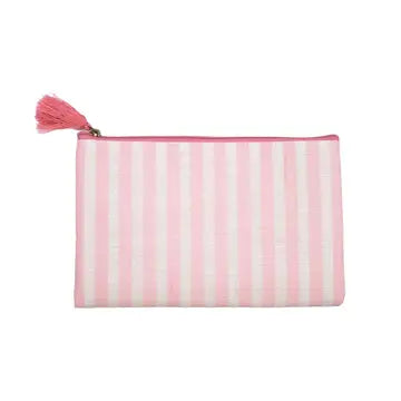 Pink Bonjour Stripe Pouch