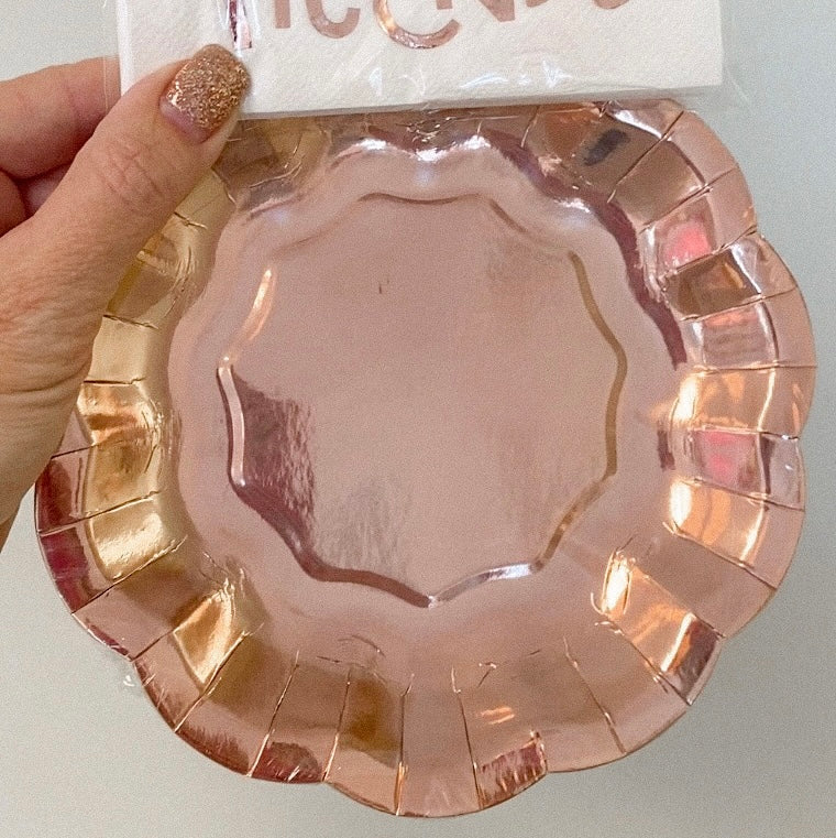 Rose Gold Flower Shaped Plates