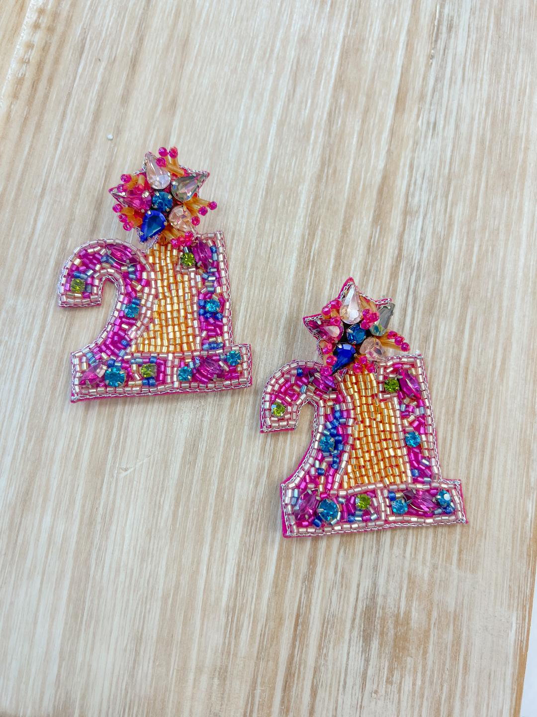 Beaded Twenty-One Earrings