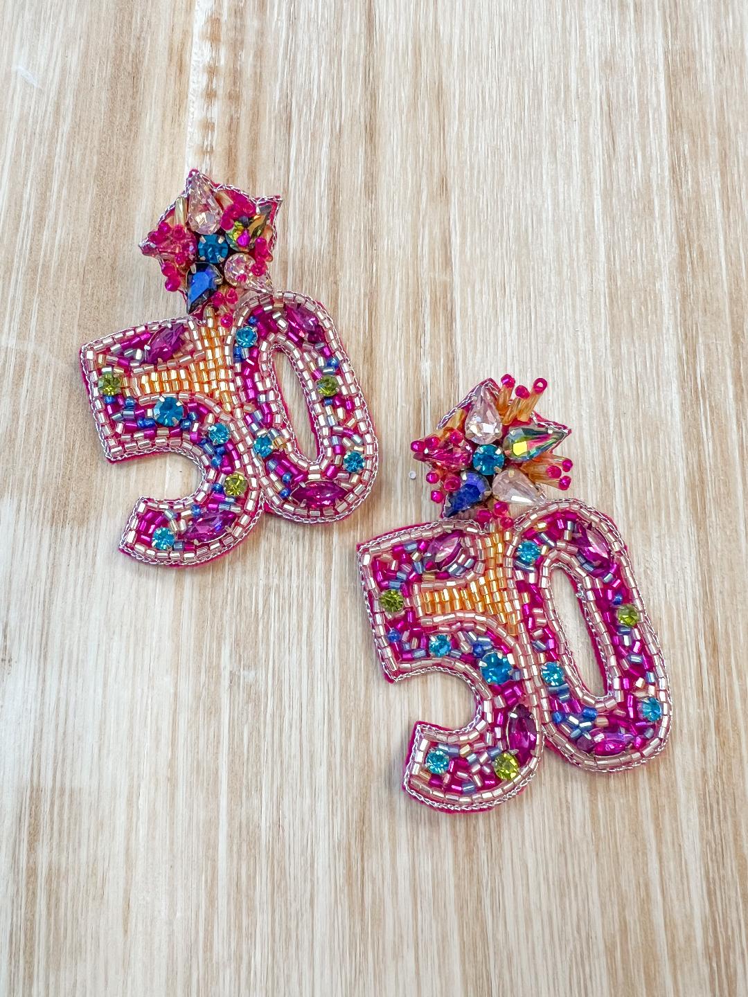 Beaded Fifty Earrings