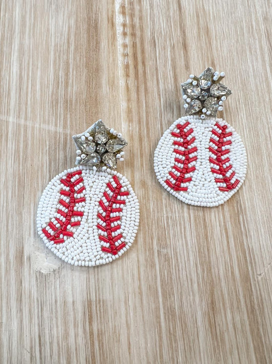 Beaded Baseball Earrings