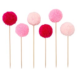 Pink Pom Pom Cake Topper