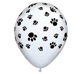 11" White Paw Prints Balloon