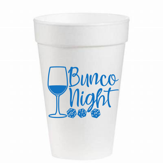 Bunco Night Styrofoam Cups