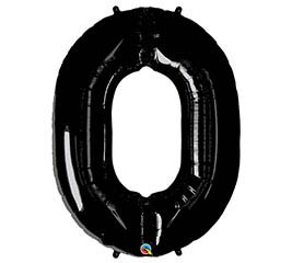 34'' Number Zero Onyx Black Balloon