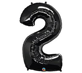 34'' Number Two Onyx Black Balloon