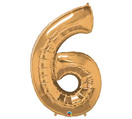 34'' Number Six Gold Balloon