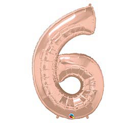 34'' Number Six Rose Gold Balloon