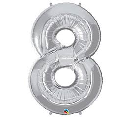 34'' Number Eight Silver Balloon