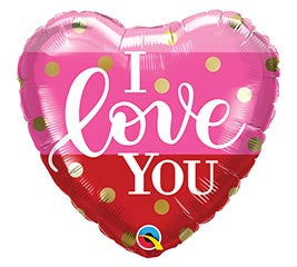 18'' I Love You Gold Dots Balloon