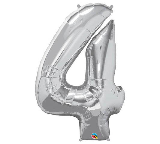 34'' Number Four Silver Balloon