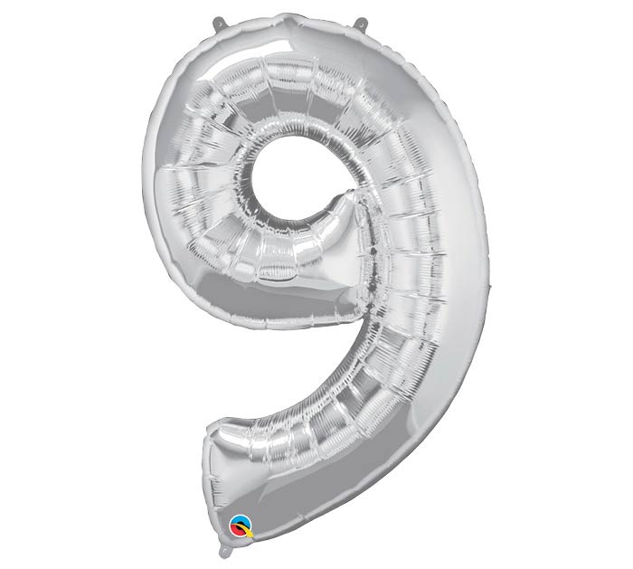 34'' Number Nine Silver Balloon