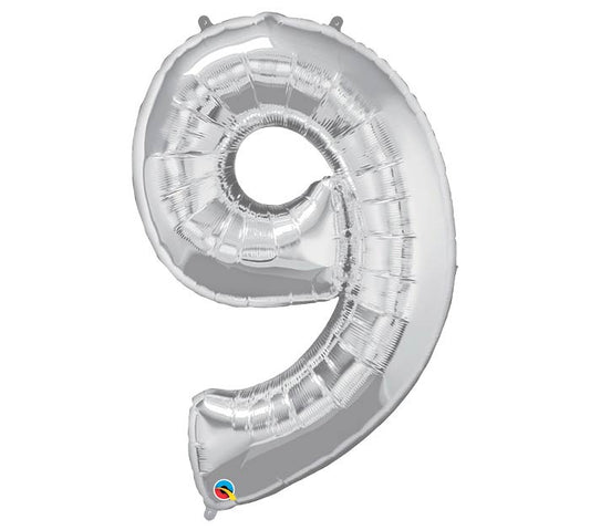 34'' Number Nine Silver Balloon