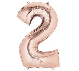 34'' Number Two Rose Gold Balloon